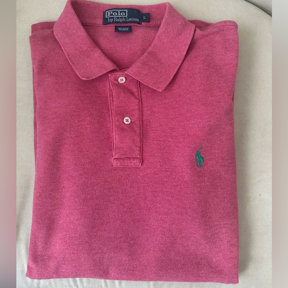Polo Ralph Lauren Polo Shirt Mens L Red/Pink Heather 100% Cotton Short Sleeve